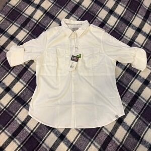5.11 Tactical Shirt Women XL White Teflon Button Up Spitfire Shooting Shirt NEW